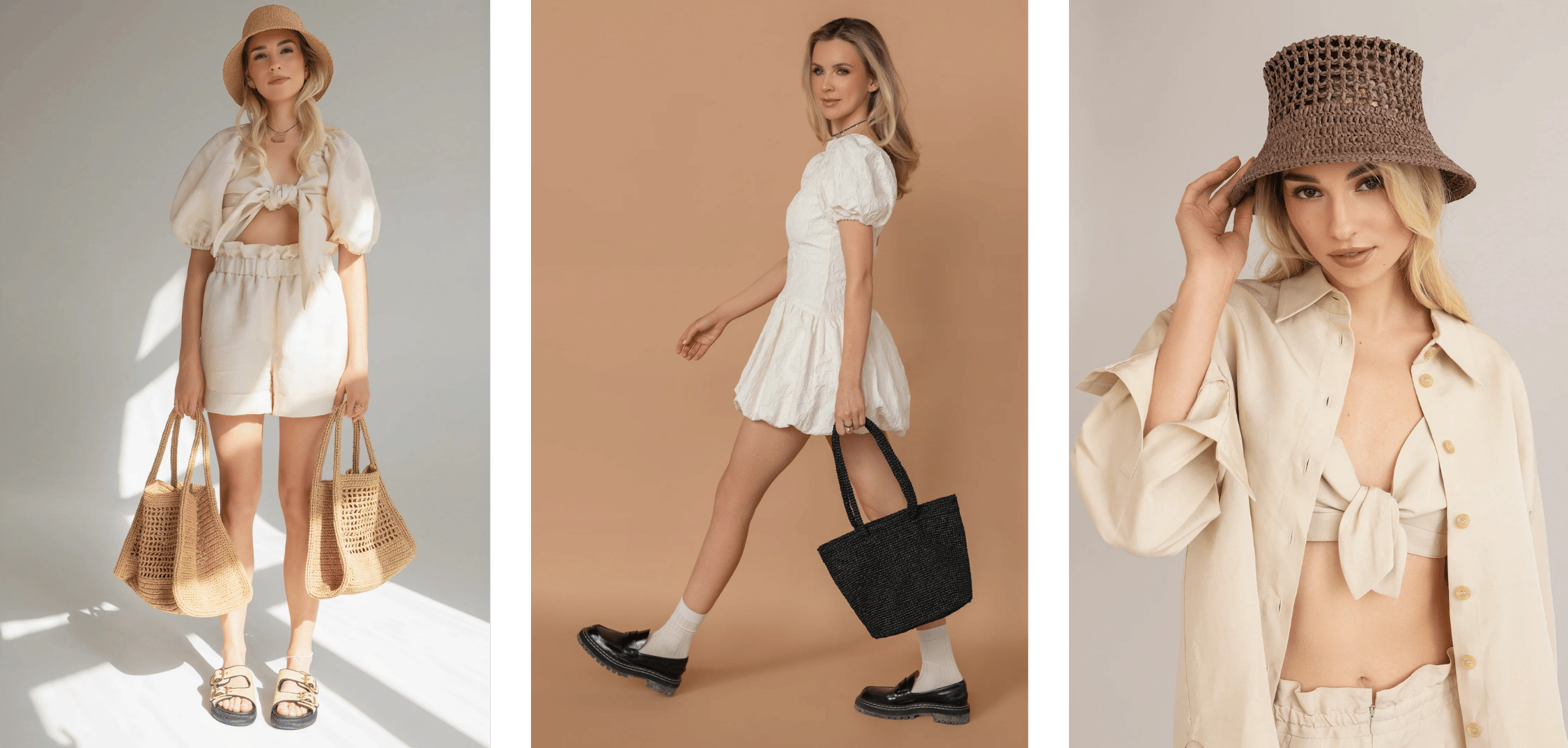 Raffia bags and hats: summer accessories by pas de marque