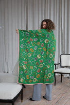 Green square cashmere and silk scarf Trésor - large