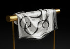 Black and white square silk scarf Esquisse - medium
