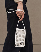 White raffia phone bag Le Portable