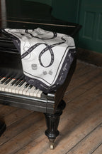 Black and white square silk scarf Esquisse - medium