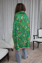 Green square cashmere and silk scarf Trésor - large