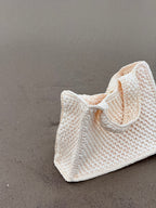 Ziloņkaula krāsas rafijas soma Le Carré Petit