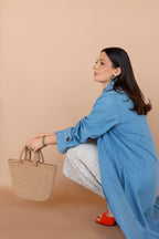 Beige raffia bag Le Trapèze