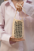 Ivory raffia phone bag Le Portable