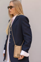 Beige raffia phone bag Le Portable