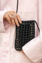 Black raffia phone bag Le Portable