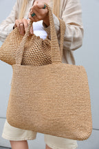 Beige raffia pouch La Poche Grande