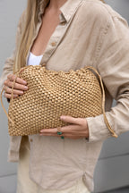 Beige raffia pouch La Poche Grande