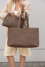 Brown raffia pouch La Poche Grande