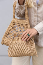 Beige raffia pouch La Poche Petite