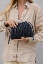 Black raffia pouch La Poche Petite