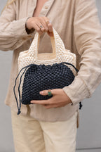 Black raffia pouch La Poche Petite