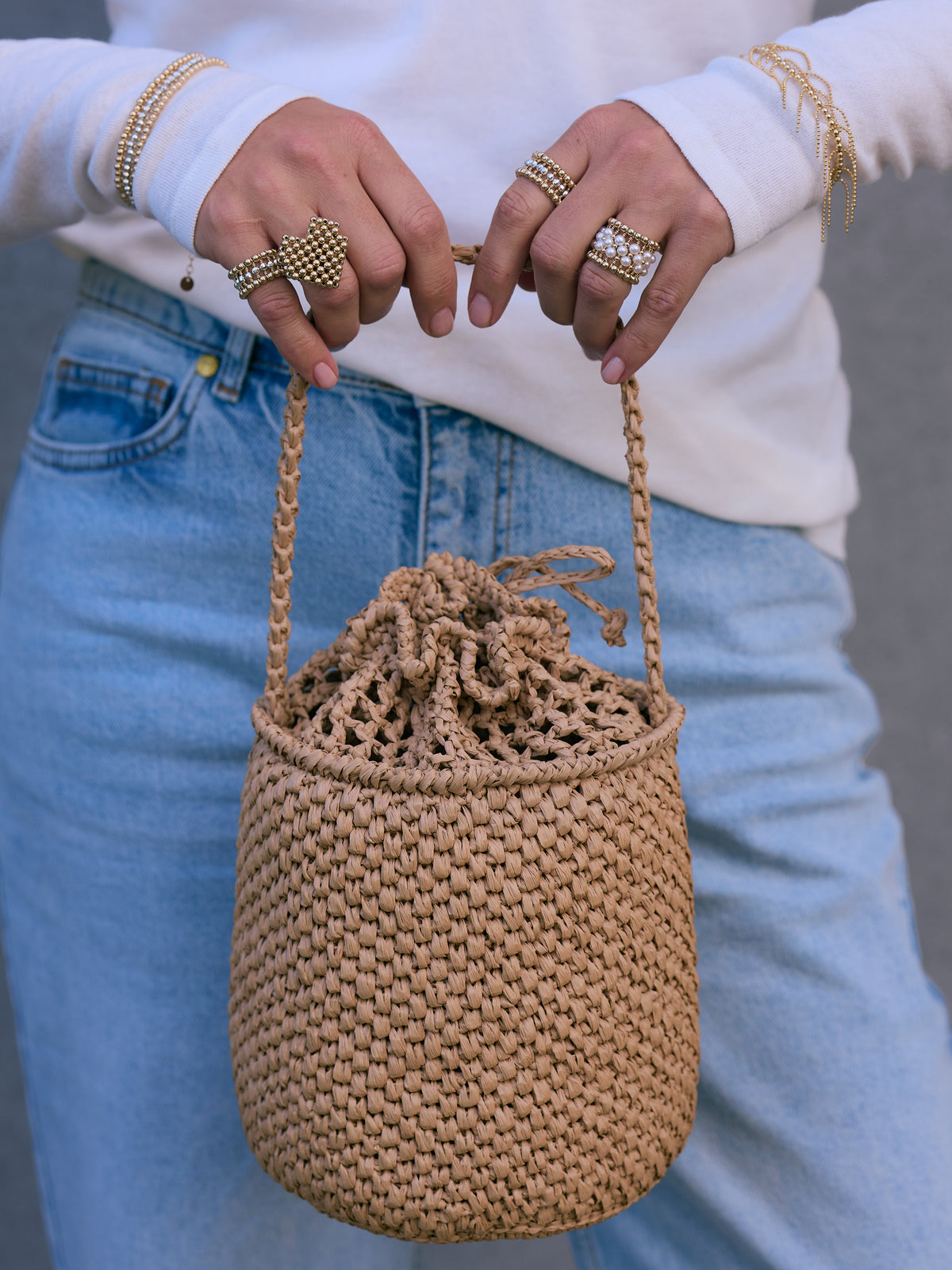Beige raffia bag Le Baril