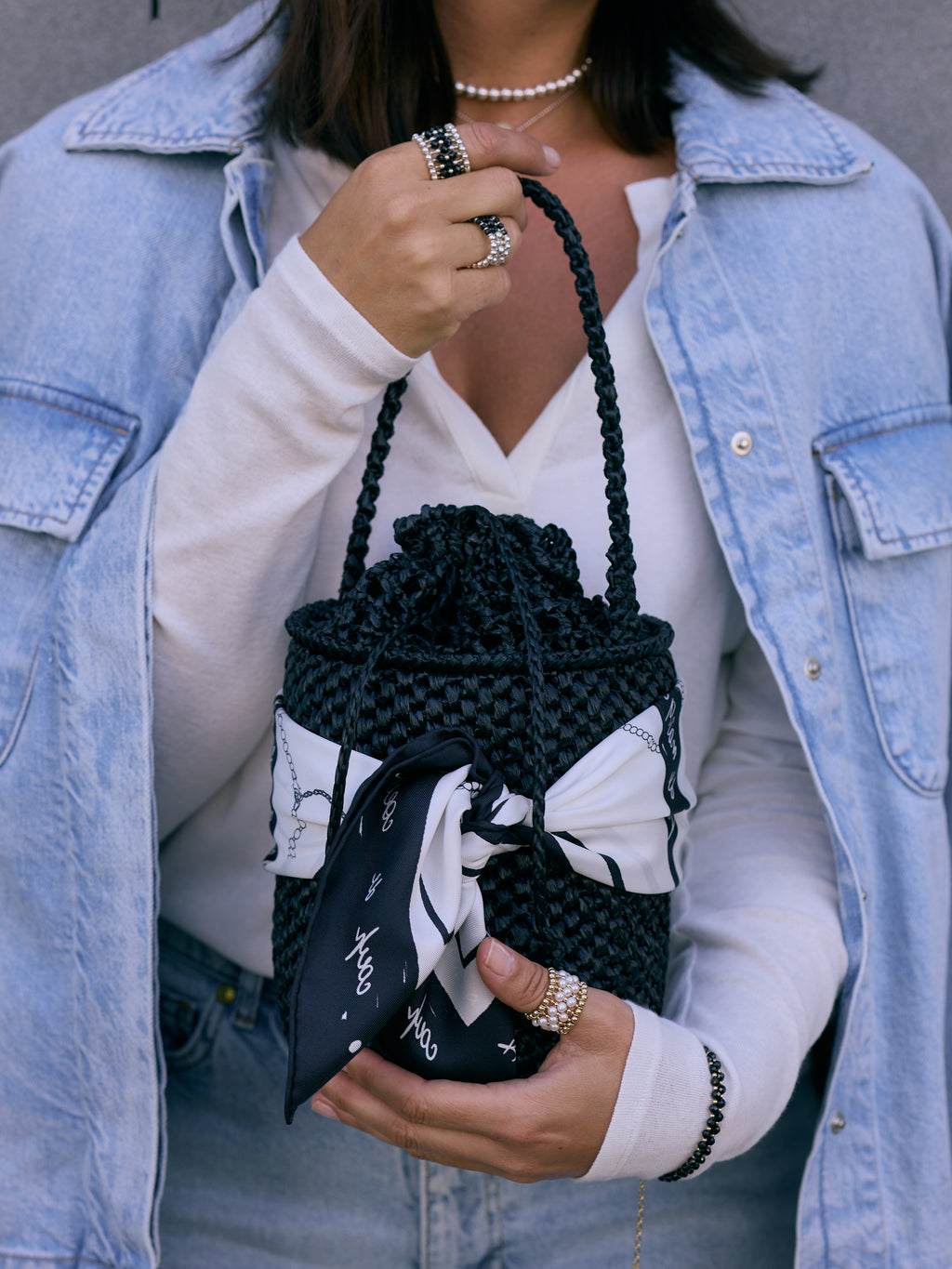 Black raffia bag Le Baril