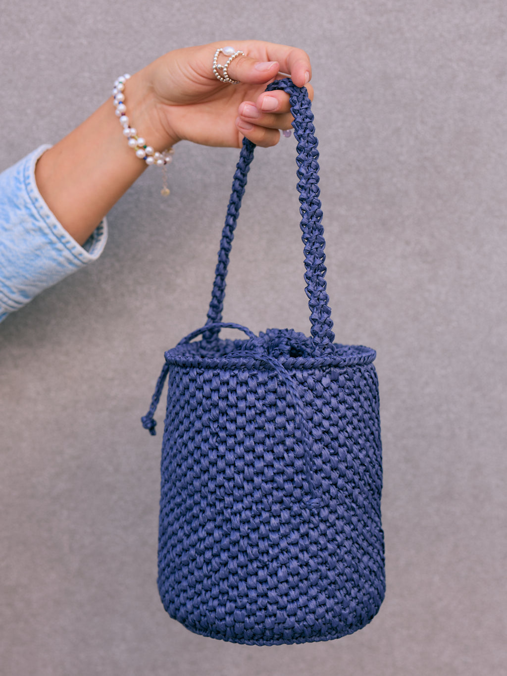 Navy raffia bag Le Baril