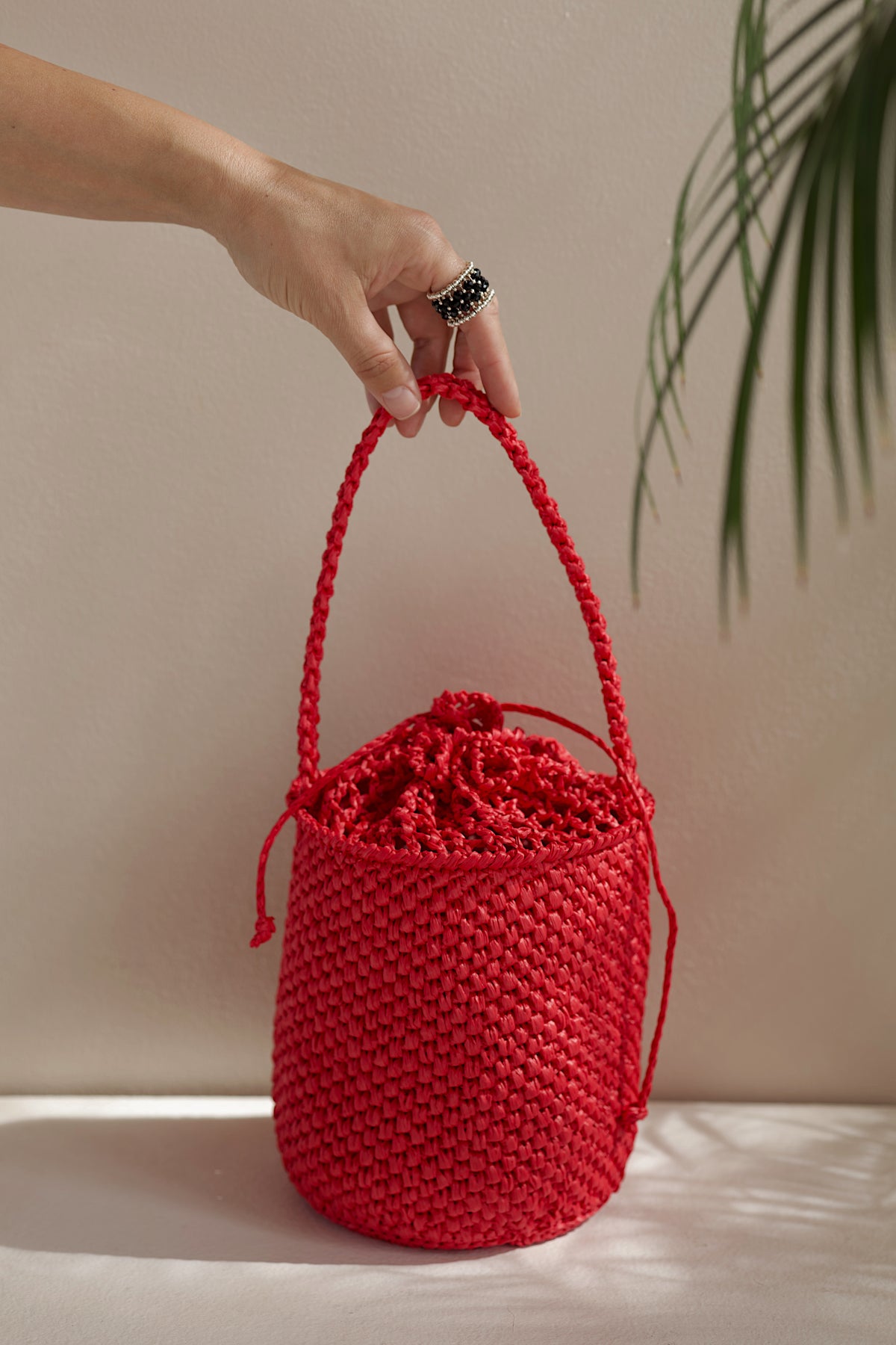 Red raffia bag Le Baril
