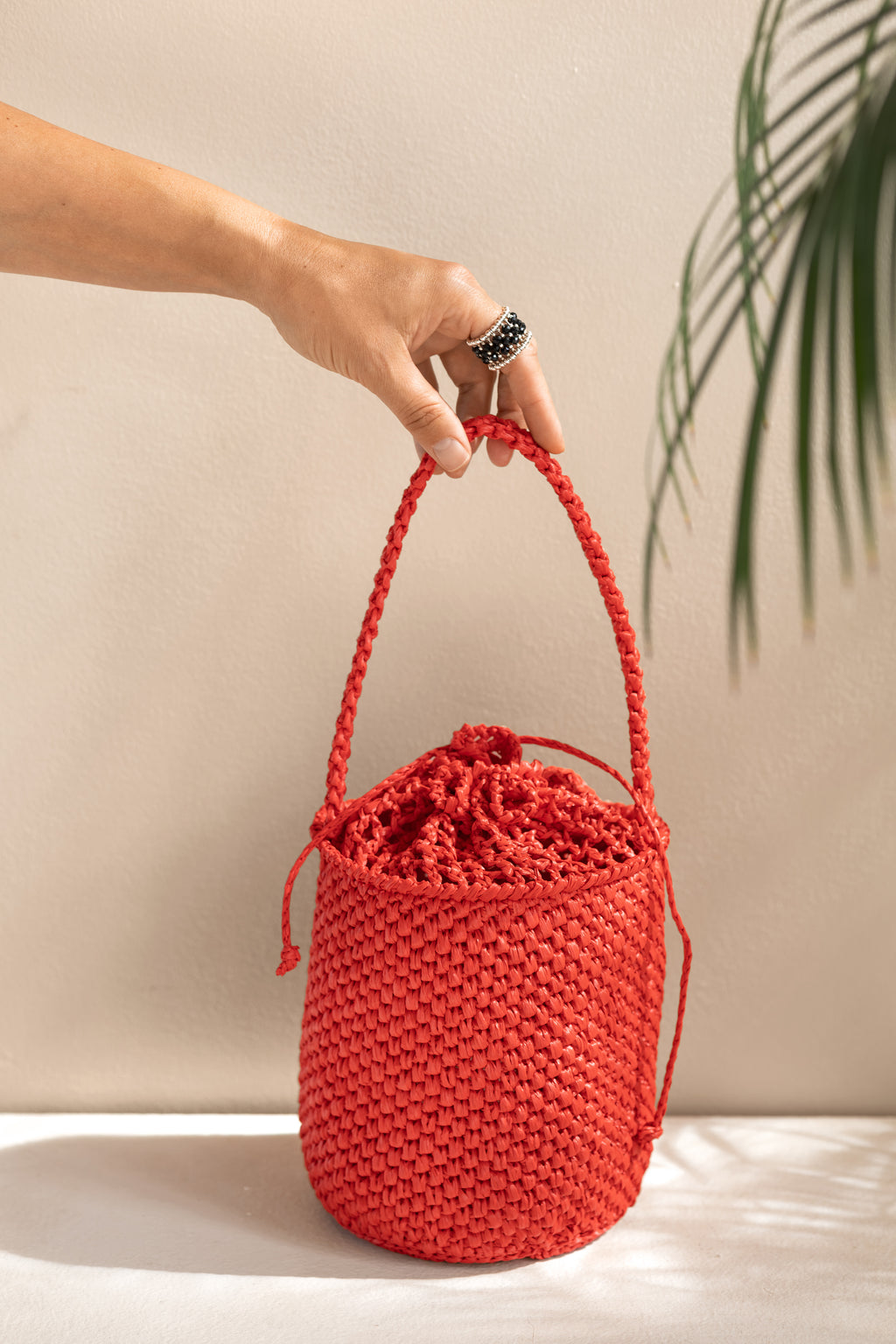 Red raffia bag Le Baril