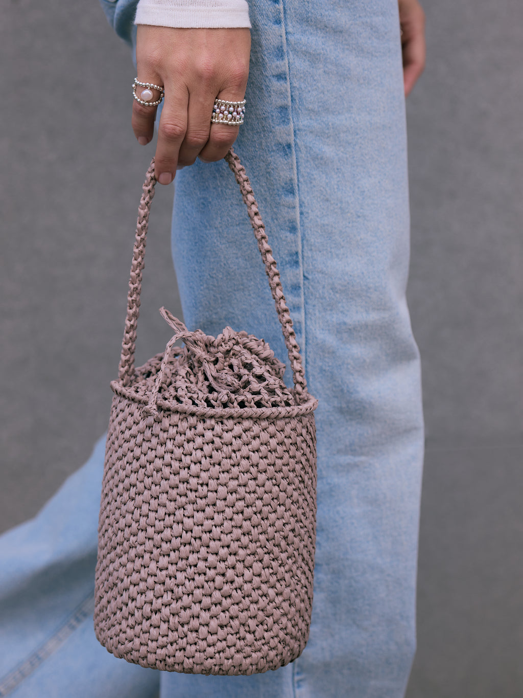 Taupe raffia bag Le Baril