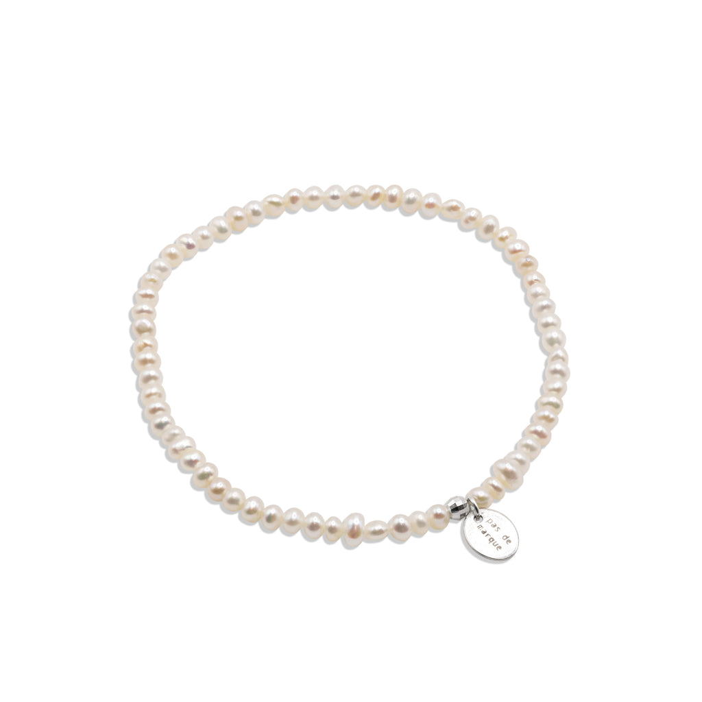 White freshwater pearl stretch bracelet Pas Petit
