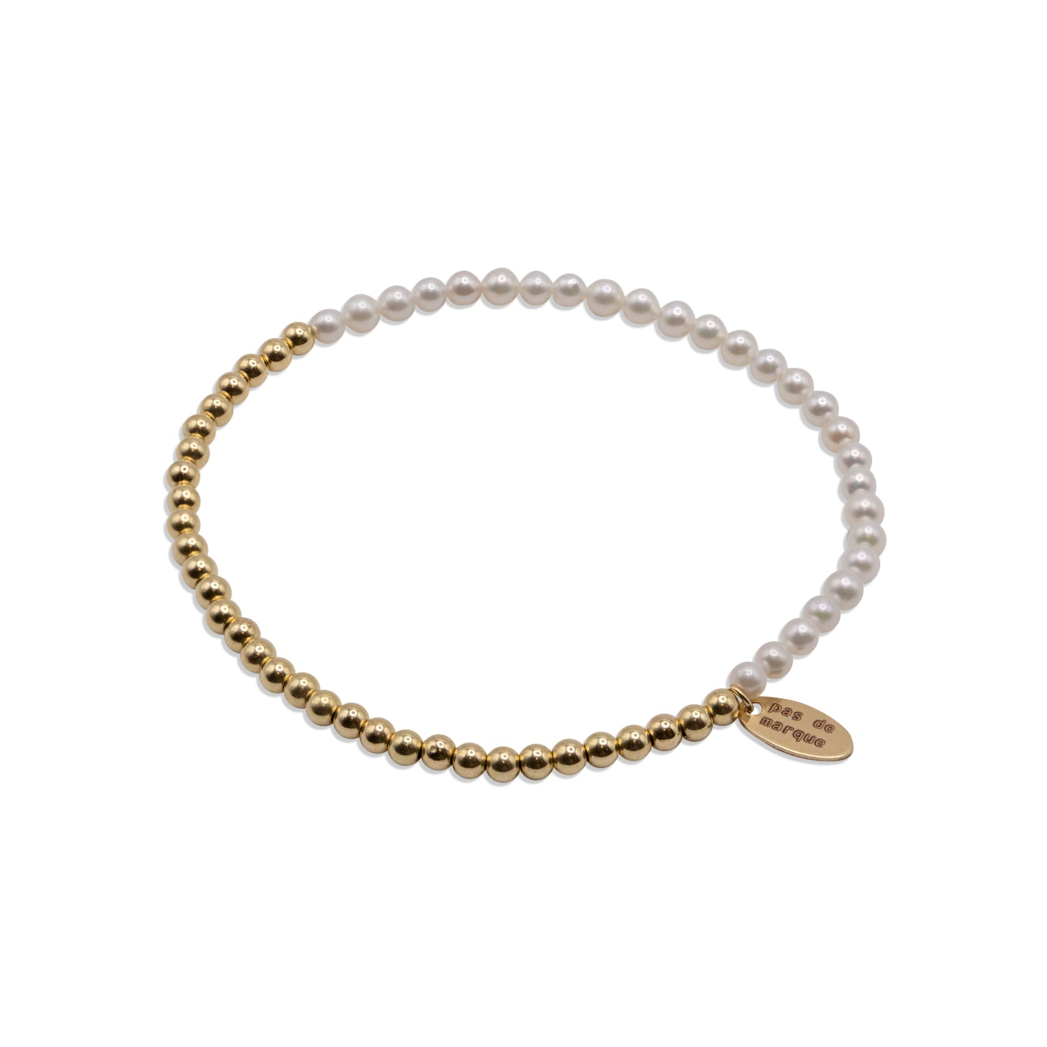 Gold-filled white freshwater pearl stretch bracelet Duo