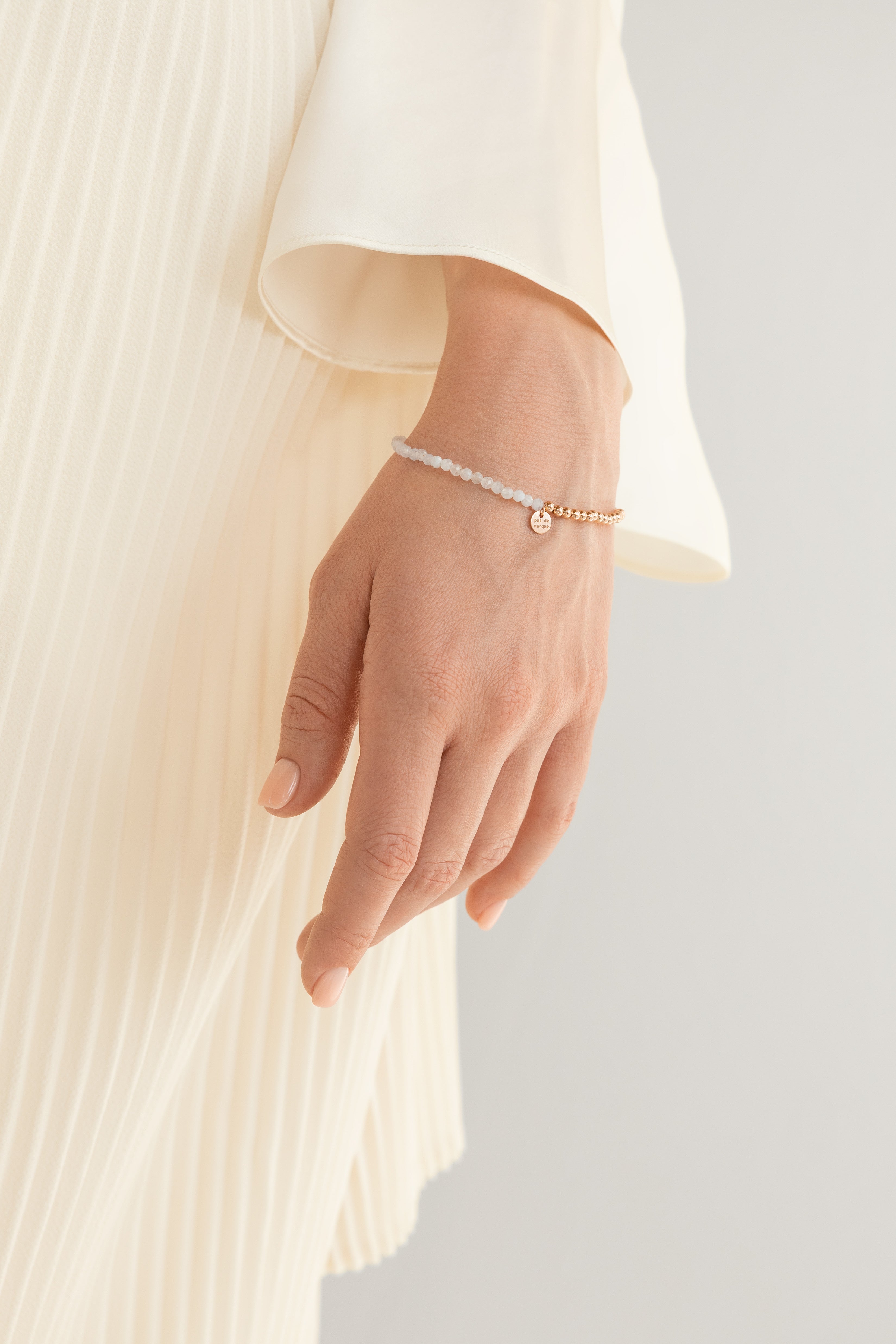 Rose gold-filled blue lace agate stretch bracelet Duo