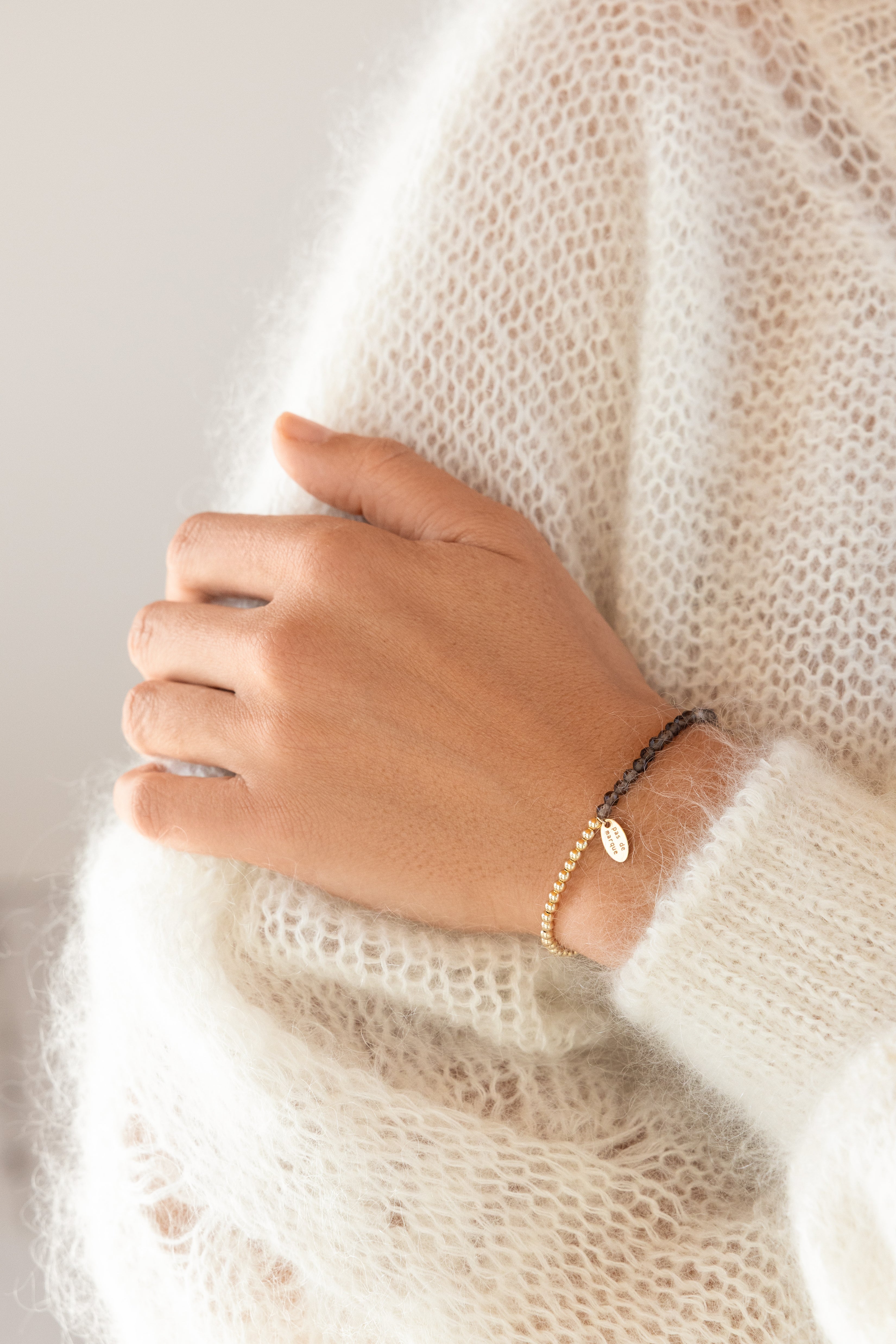 Gold-filled smoky quartz stretch bracelet Duo