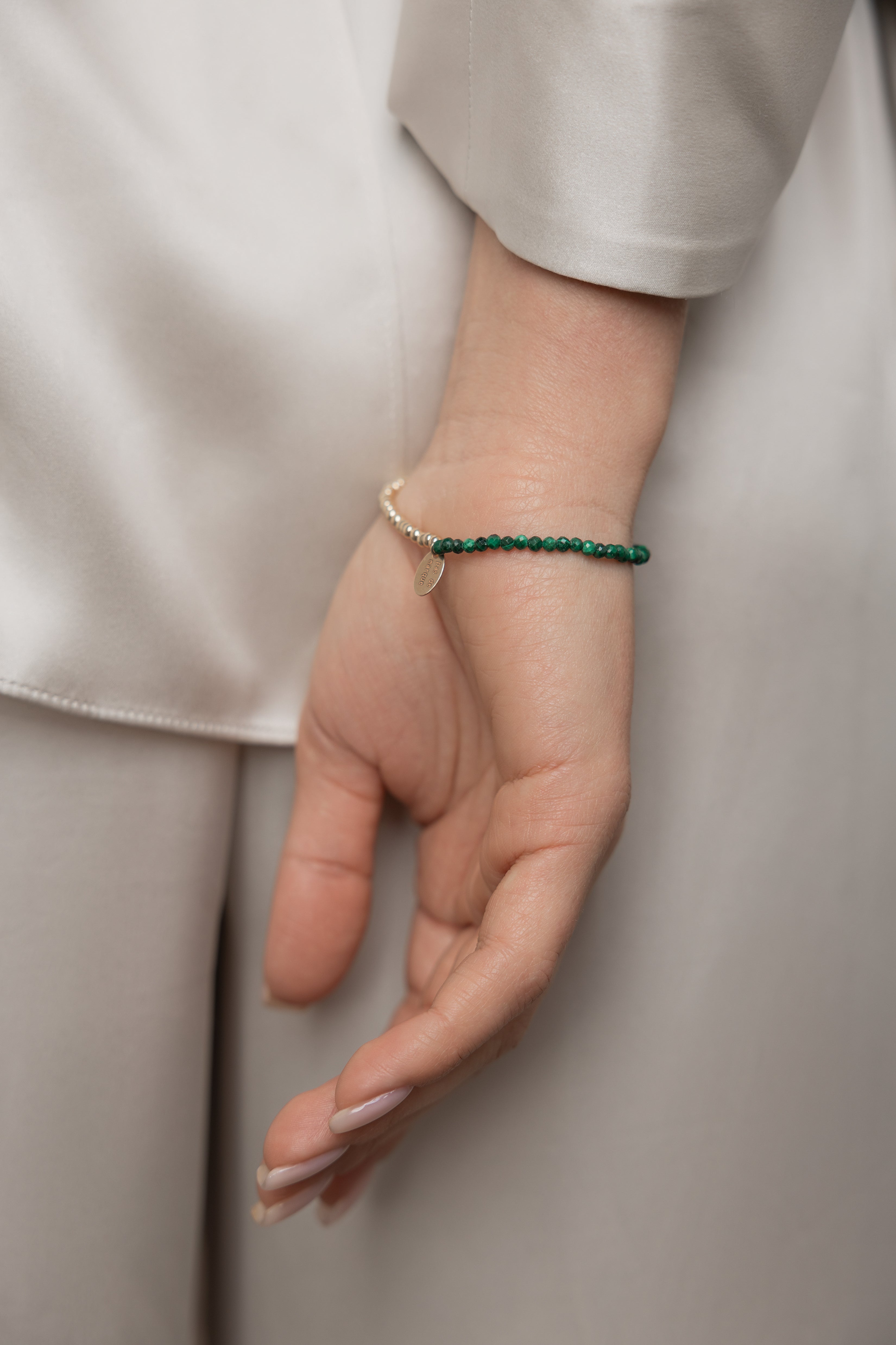 Gold-filled malachite stretch bracelet Duo
