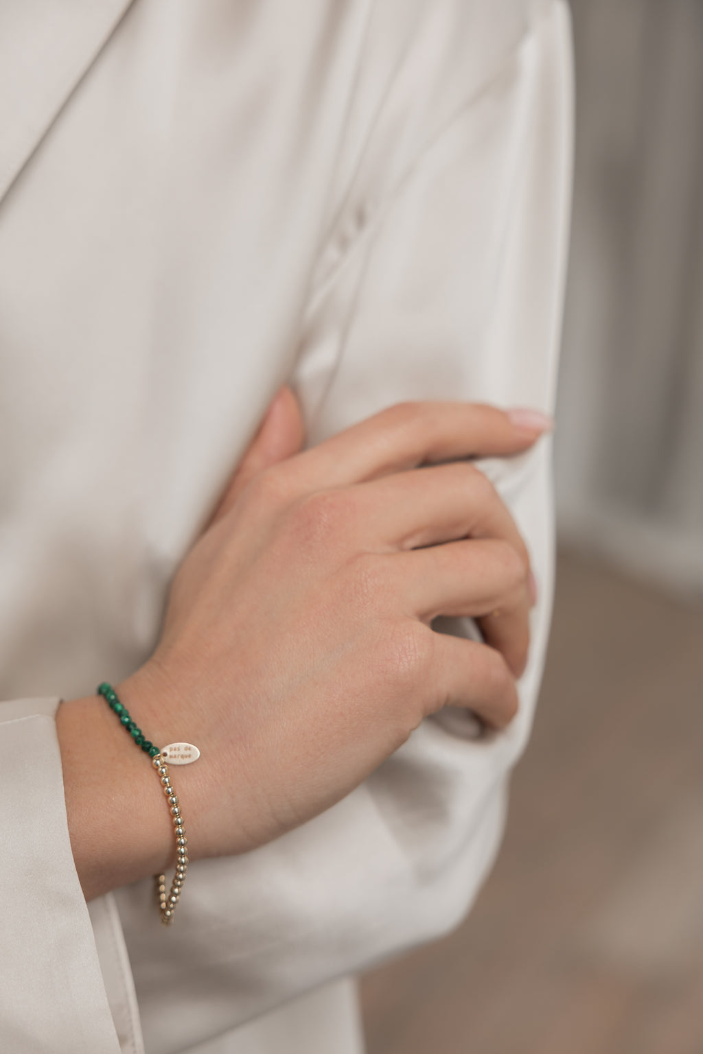 Gold-filled malachite stretch bracelet Duo