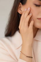 Rose gold-filled smoky quartz stretch bracelet Duo