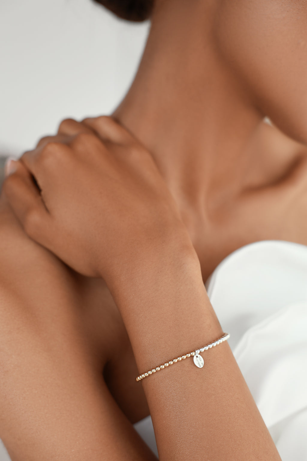 925 sterling silver and gold-filled stretch bracelet Duo