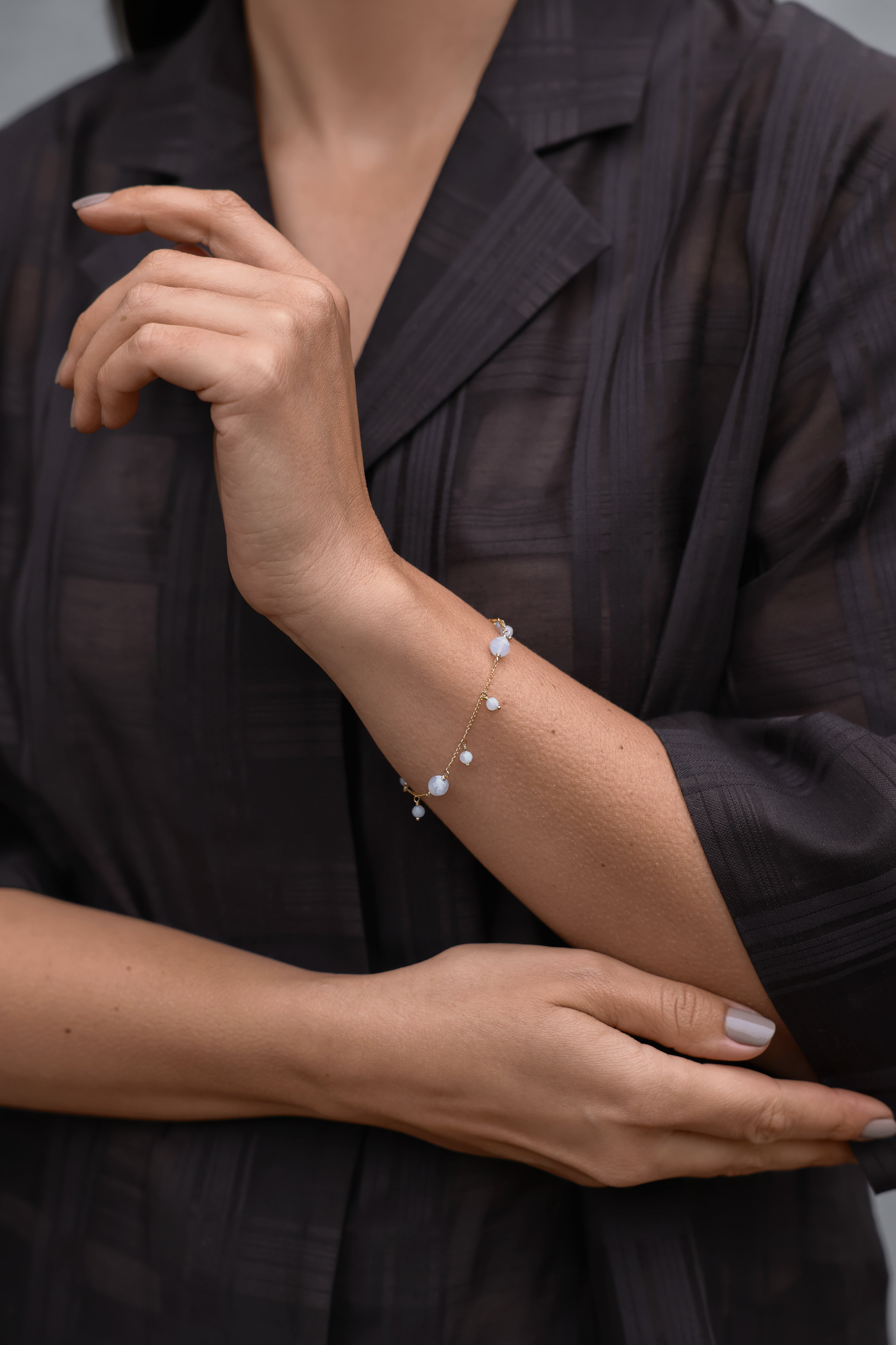 Gold-filled blue lace agate bracelet Constellation