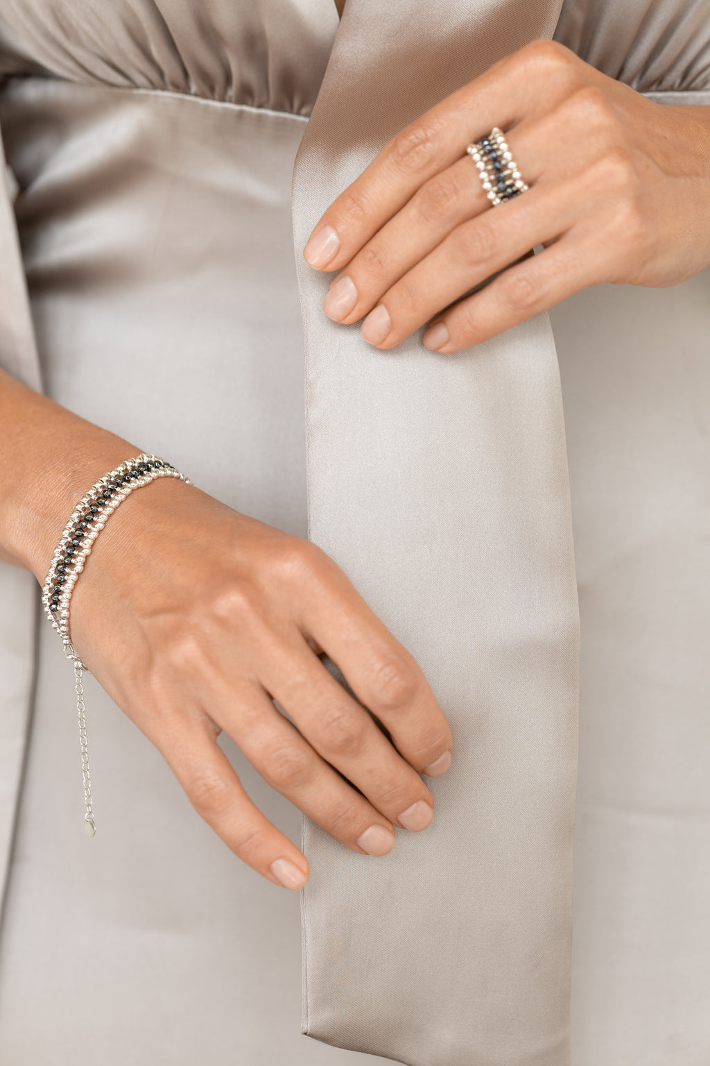 925 sterling silver hematite bracelet La Bague Nano
