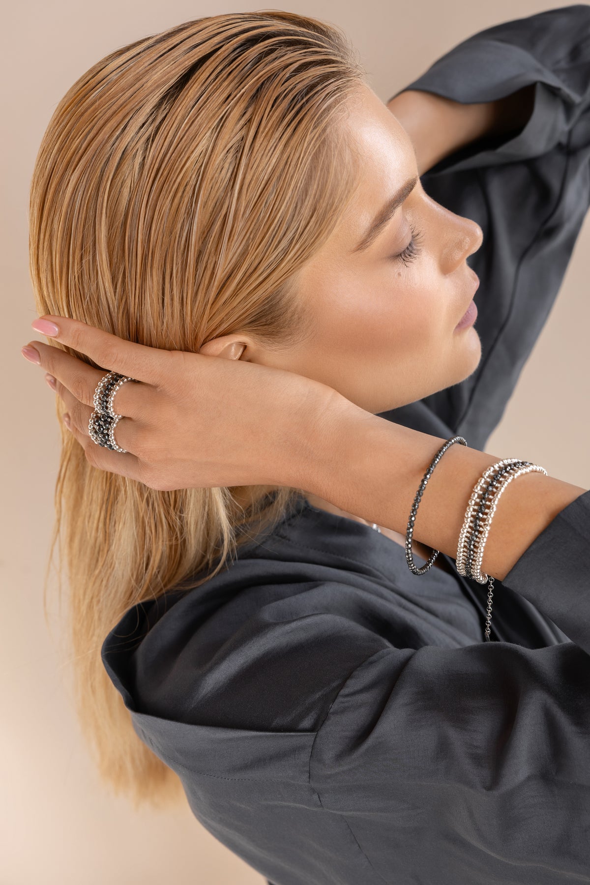 925 sterling silver hematite bracelet Mirroir
