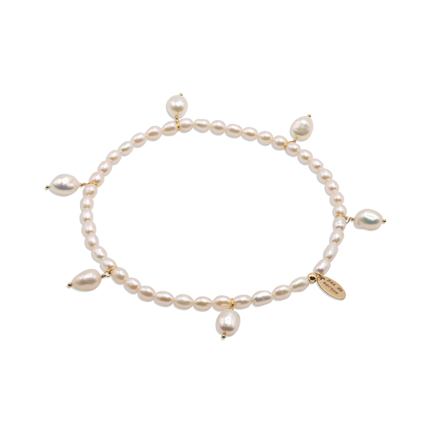 Gold-filled white freshwater pearl anklet Sauvage
