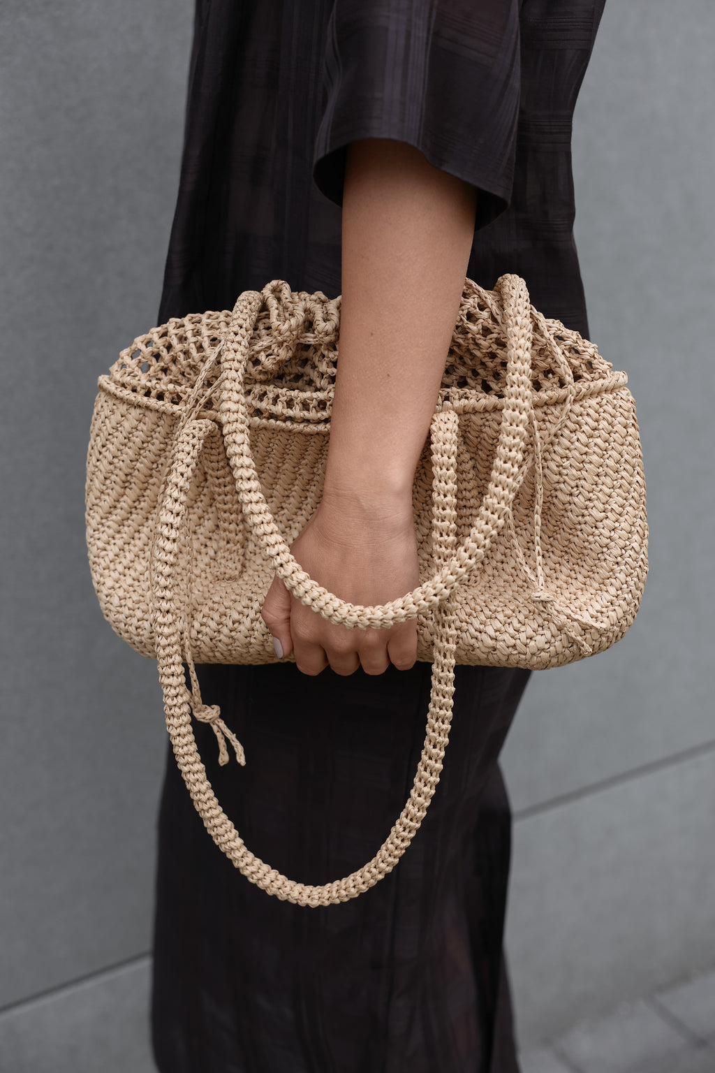 Beige raffia bag Le Pochon