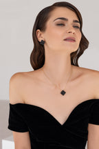 Gold-filled black spinel necklace Le Rhombe