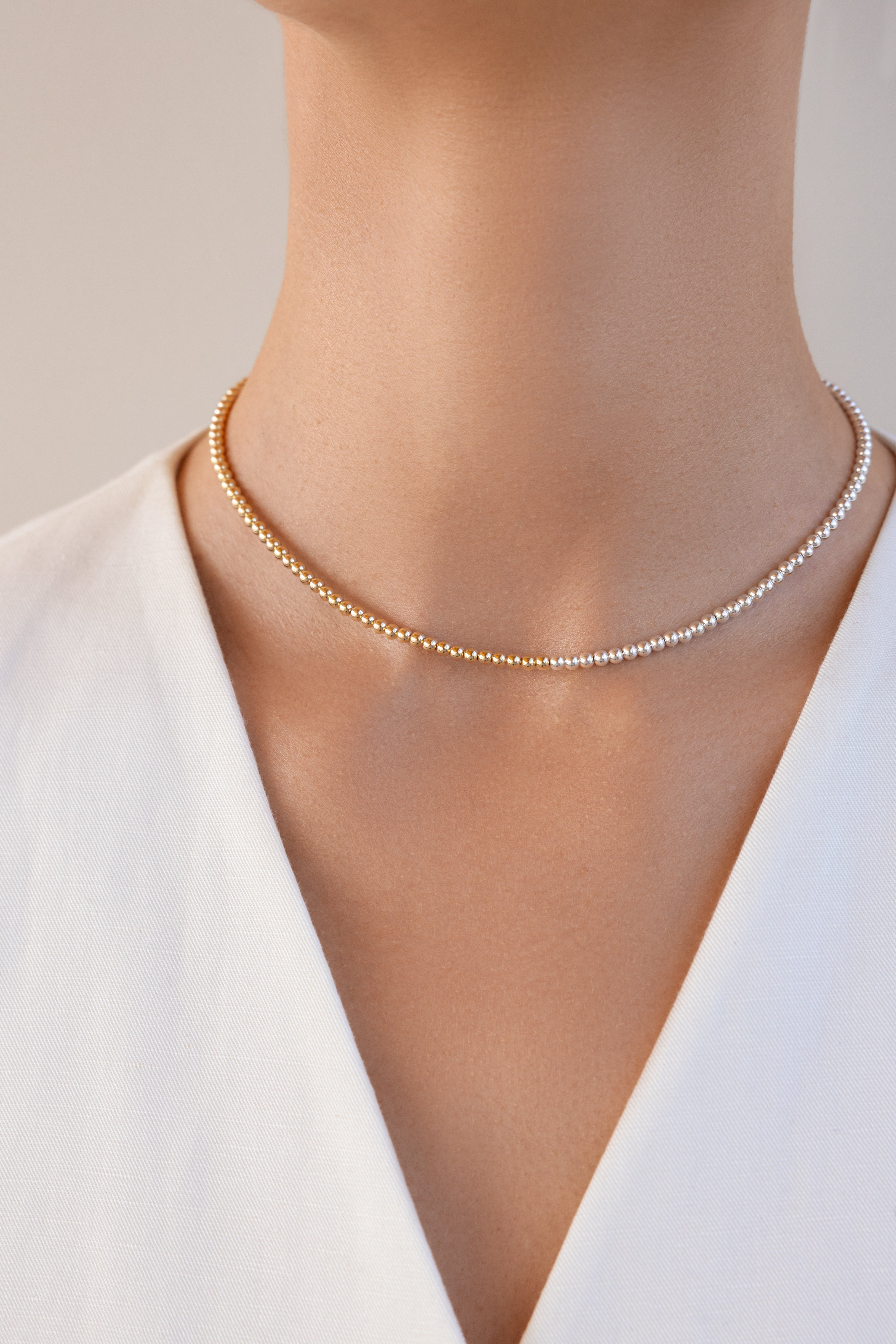Gold-filled and 925 sterling silver choker Duo
