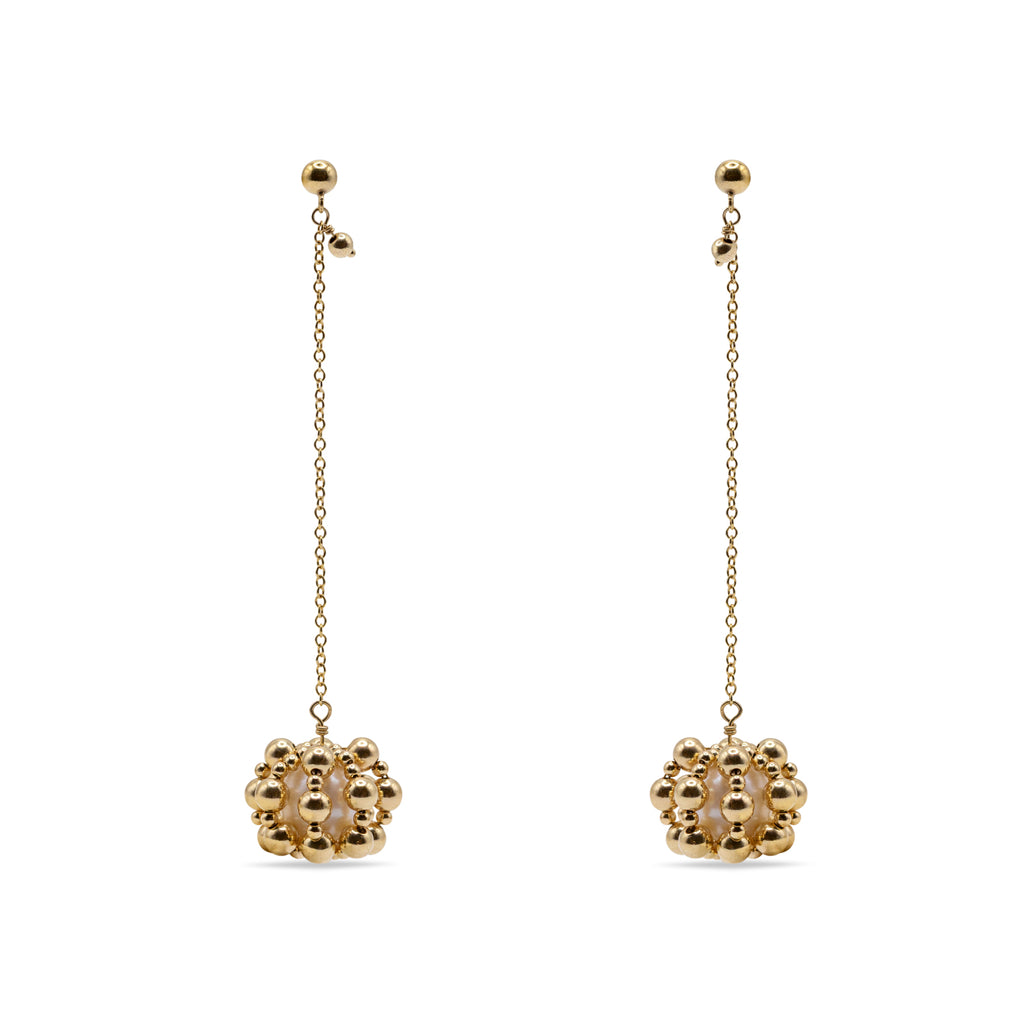 Gold-filled white freshwater pearl earrings Couronne