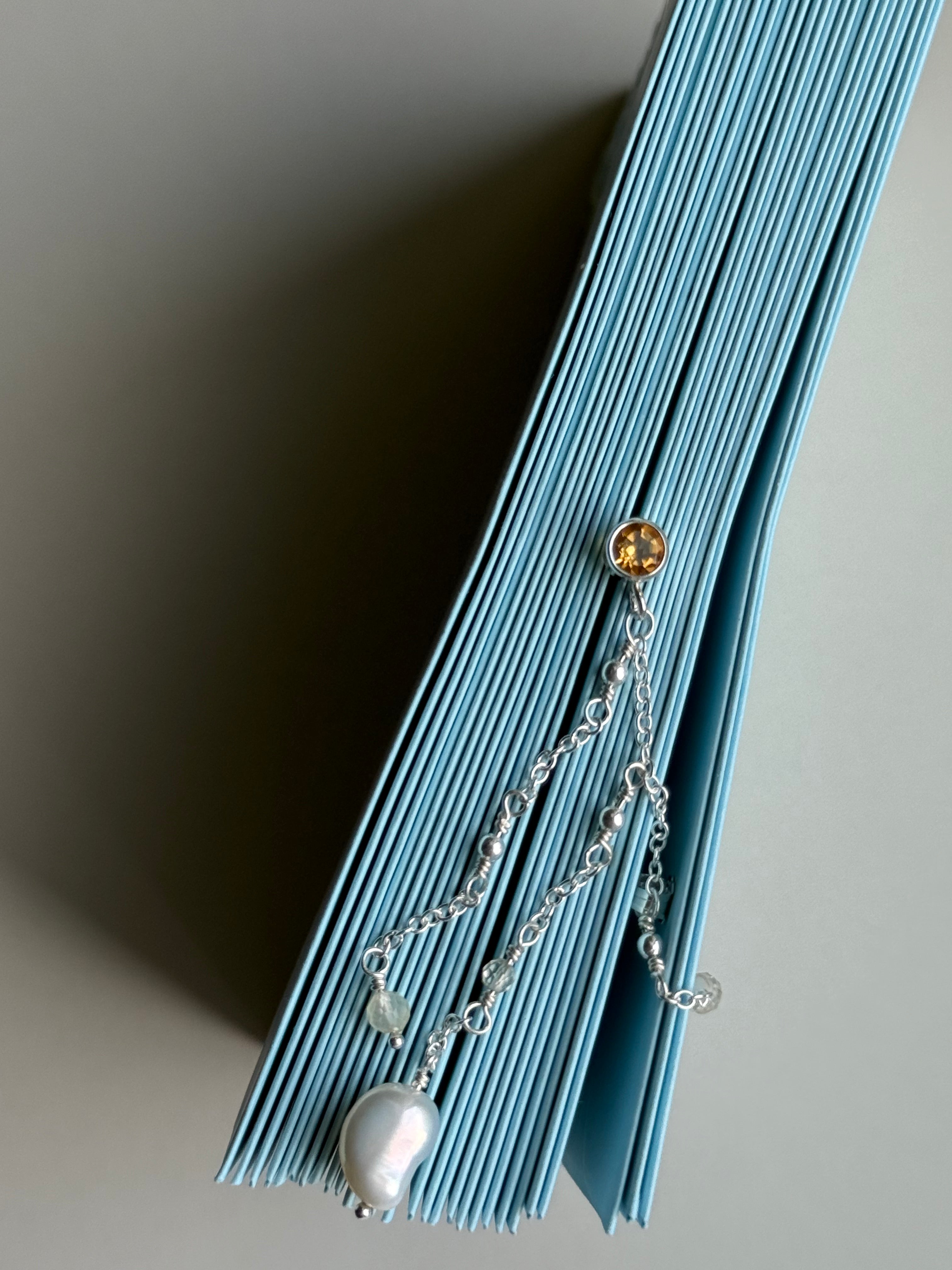 Auskars Solo - 925 sudrabs, citrīns, baltās pērles