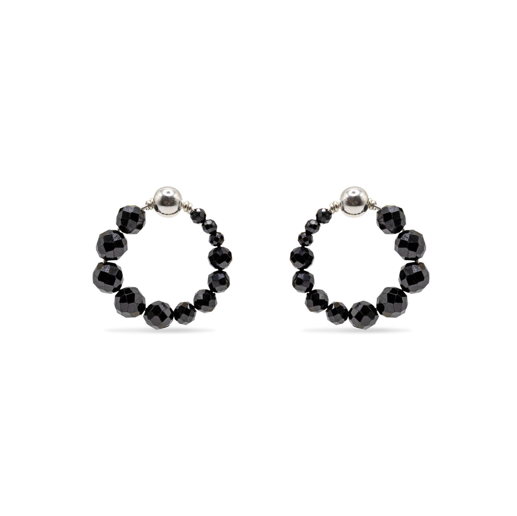 925 sterling silver black spinel earrings La Roue