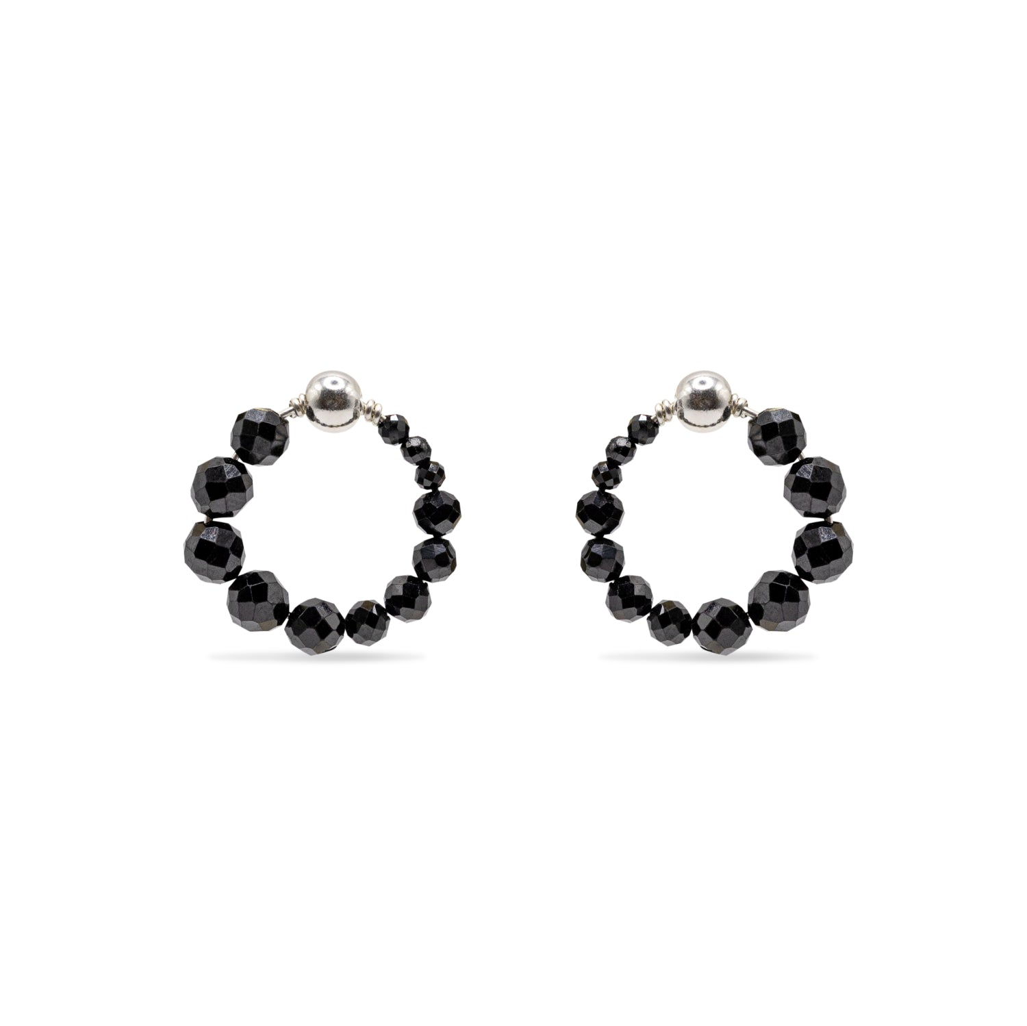 925 sterling silver black spinel earrings La Roue