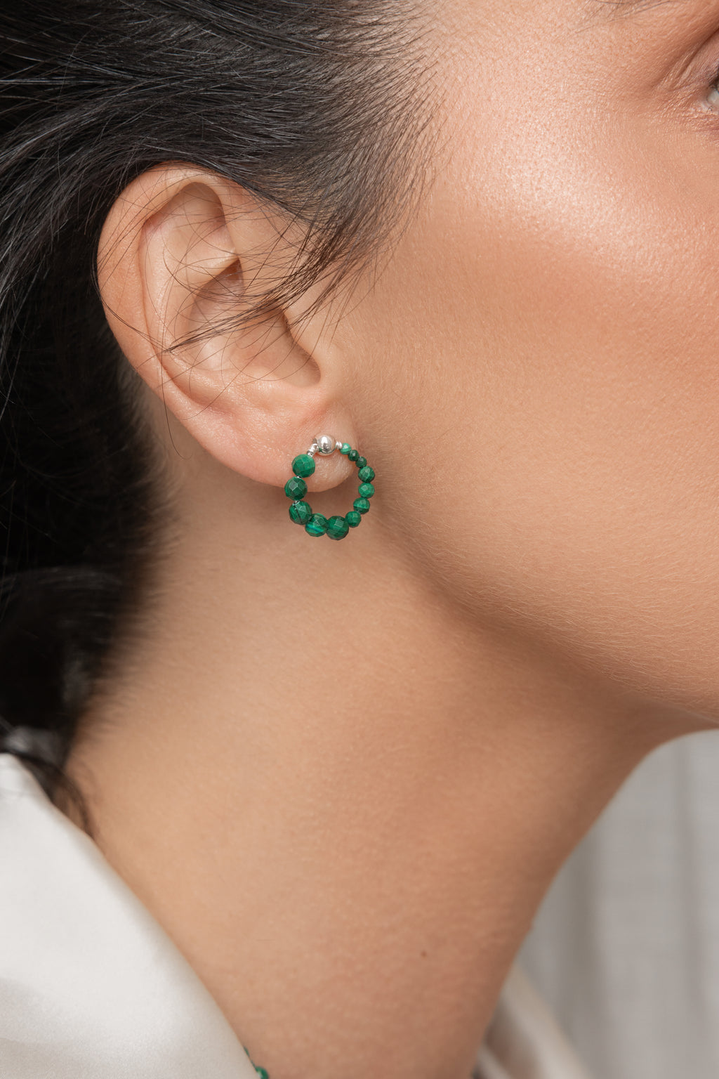 925 sterling silver malachite earrings La Roue