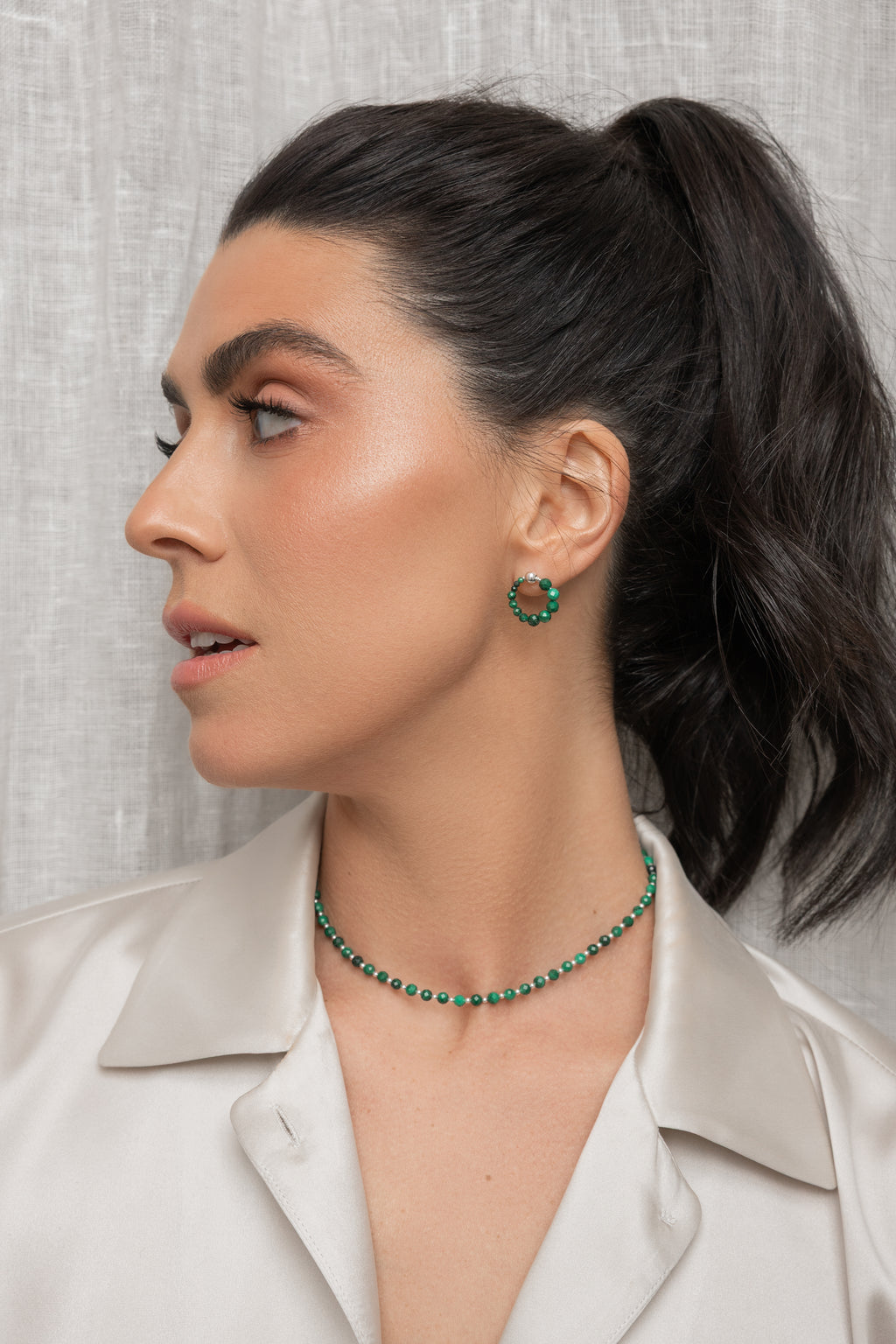 925 sterling silver malachite earrings La Roue