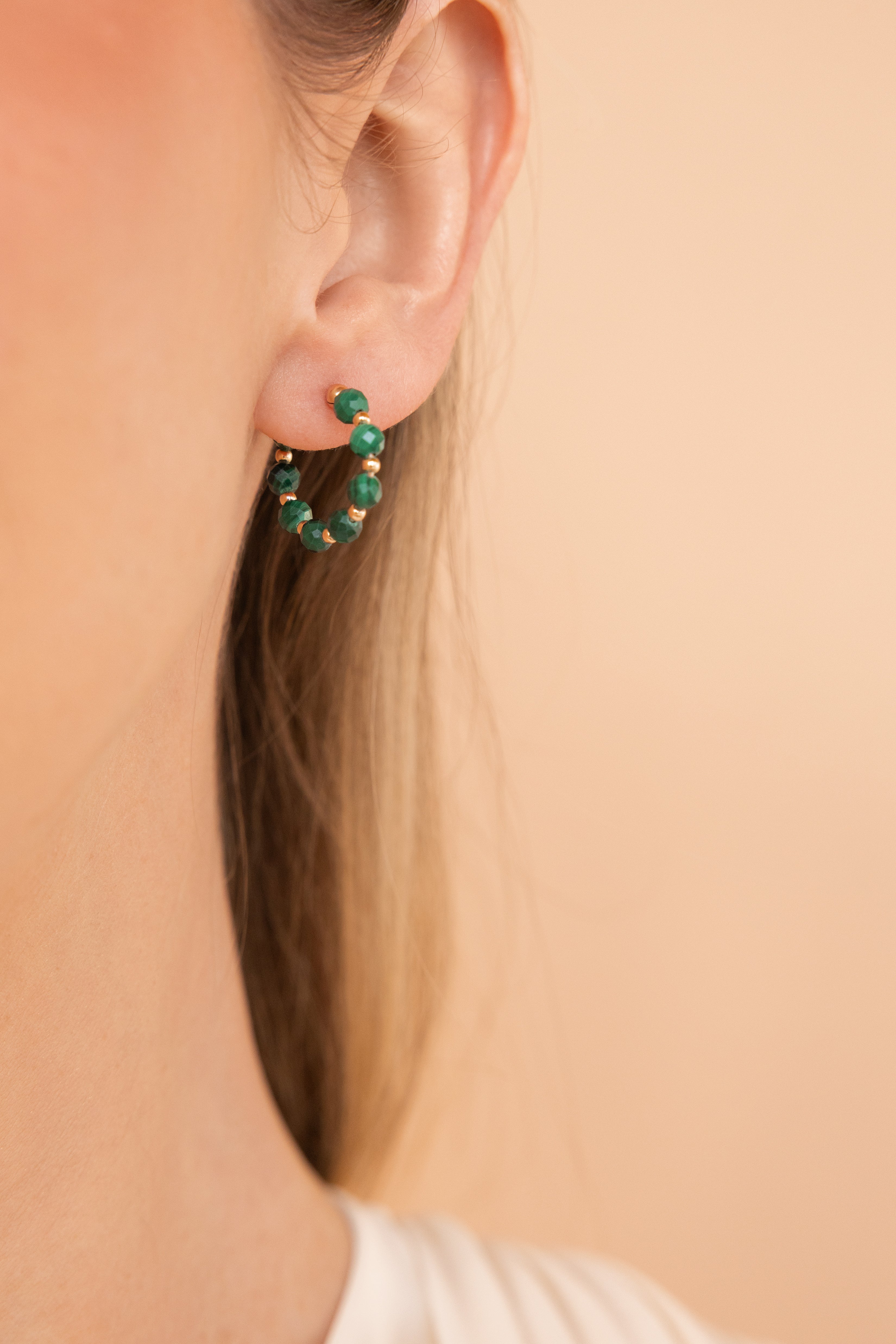 Gold-filled malachite hoop earrings Alternance