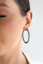 925 sterling silver malachite hoop earrings Alternance Grande