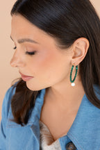 Gold-filled malachite hoop earrings La Gitane
