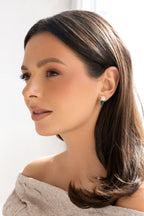 Gold-filled white freshwater pearl, malachite earrings Cube Sauvage
