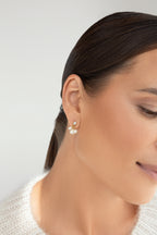 Gold-filled white freshwater pearl and white topaz earrings Le Cassis