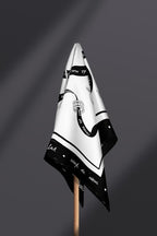 Black and white square silk scarf Esquisse - small